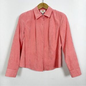 Vintage Talbots Coral Pink Button Down Shirt Long‎ Sleeve Size Large Petites